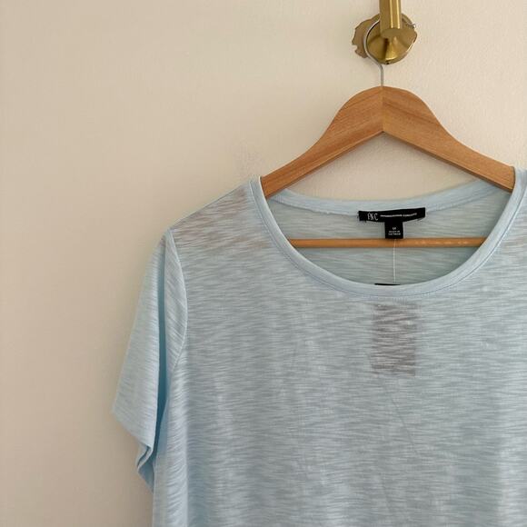 NWT INC International Concepts Ruched Side Short Sleeve T-Shirt Blue 1X - Picture 4 of 10